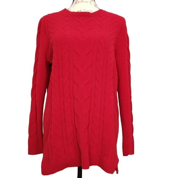 J Jill | Chenille Cable Knit Sweater Red Tall | Size M Tall - Picture 1 of 7